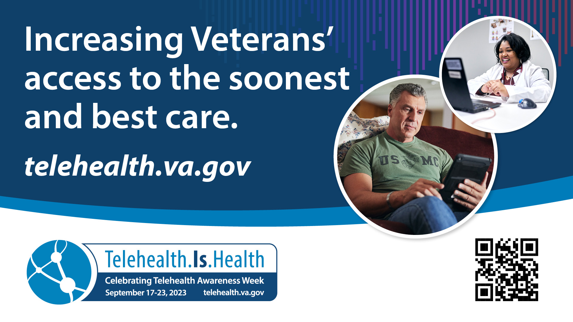 "Increasing Veterans' access to the soonest and best care" telehealth graphic 