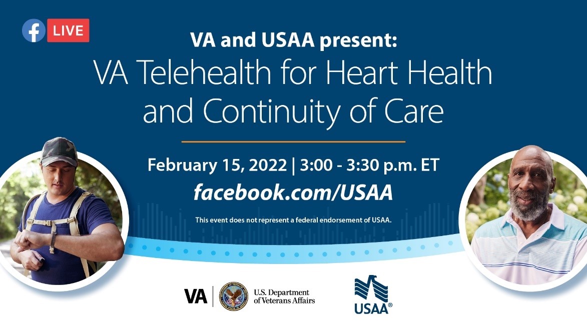 VA Telehealth for Heart Health and Continuity of Care in white text on a dark blue background