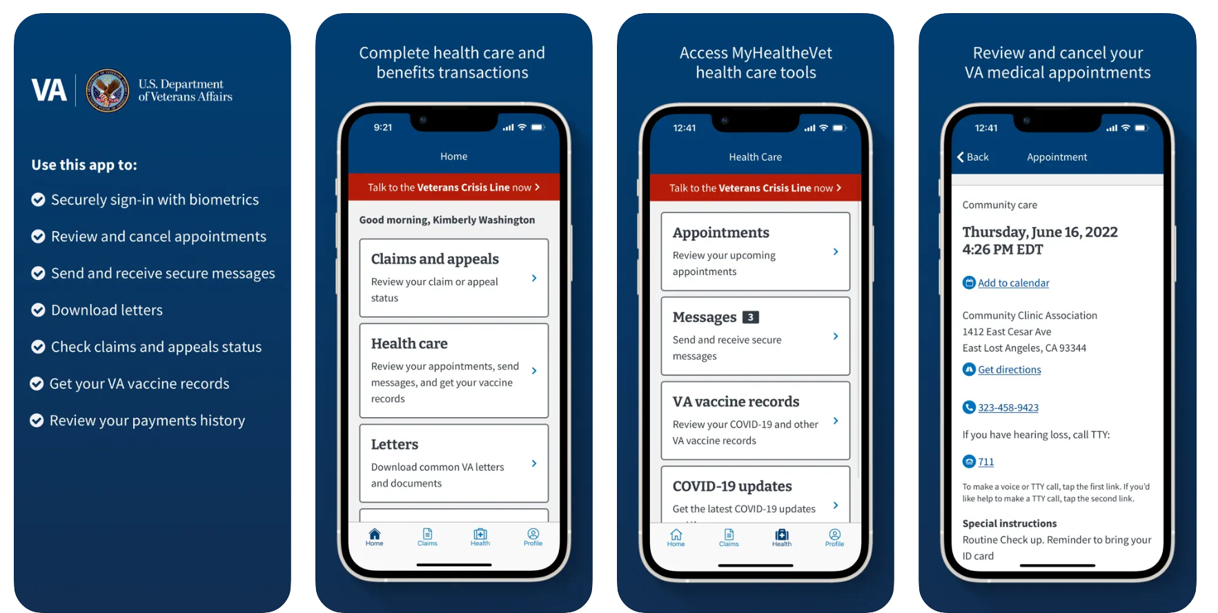 VA: Health and Benefits app screenshots