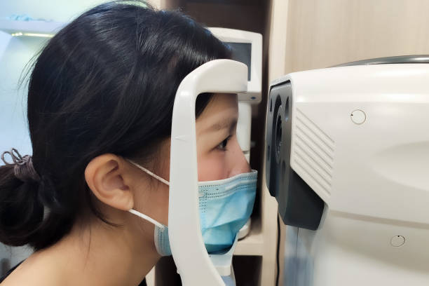 woman has an eye exam