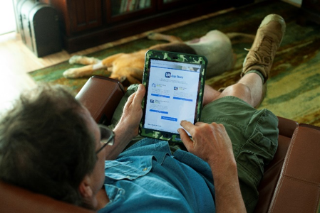 Veteran visiting the VA App Store on his tablet.