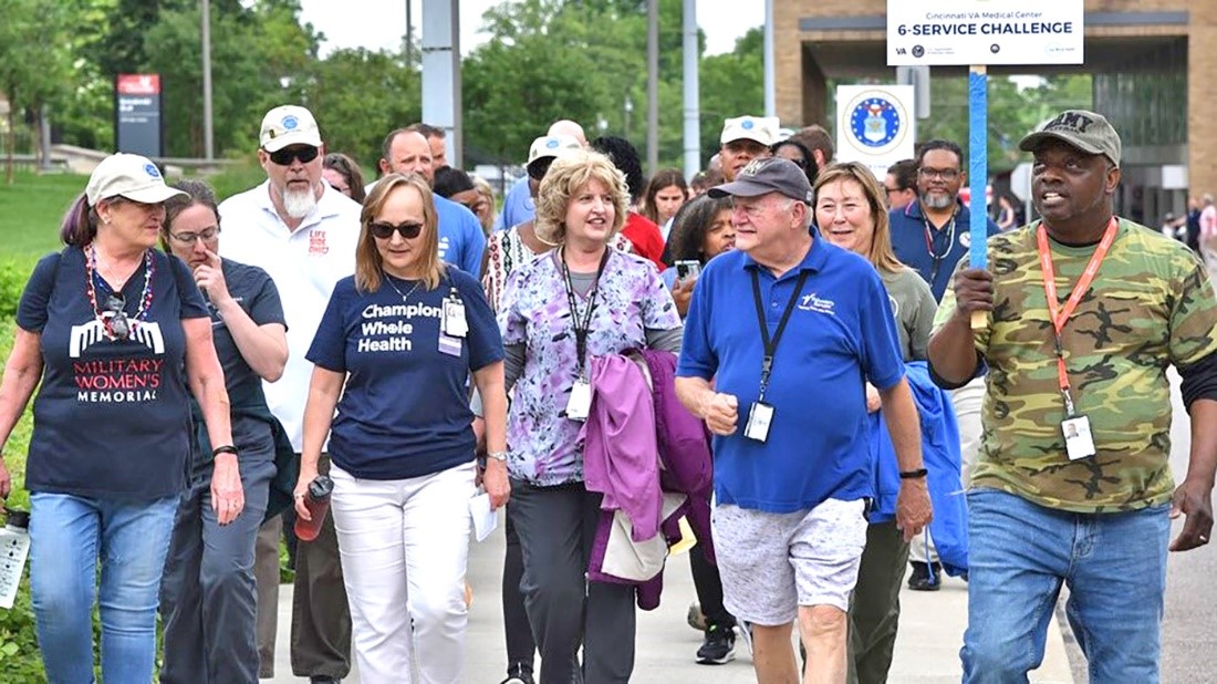 A group participating in the 6 Service Challenge event.