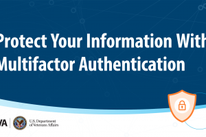 Dark blue background with the text "Protect Your Information With Multifactor Authentication" in white