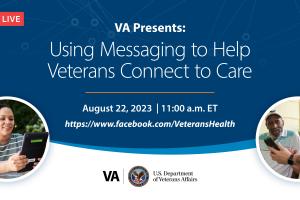 Graphic with title text "Using Messaging to Help Veterans Connect to Care"