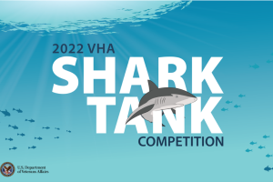 Shark tank in bold white text on a light blue background with a shark swimming over the text